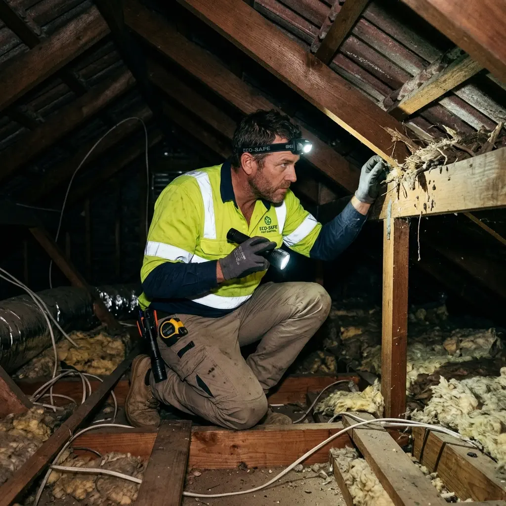 Technician using detection equipment to locate a dead rat inside a Langwarrin wall cavity
